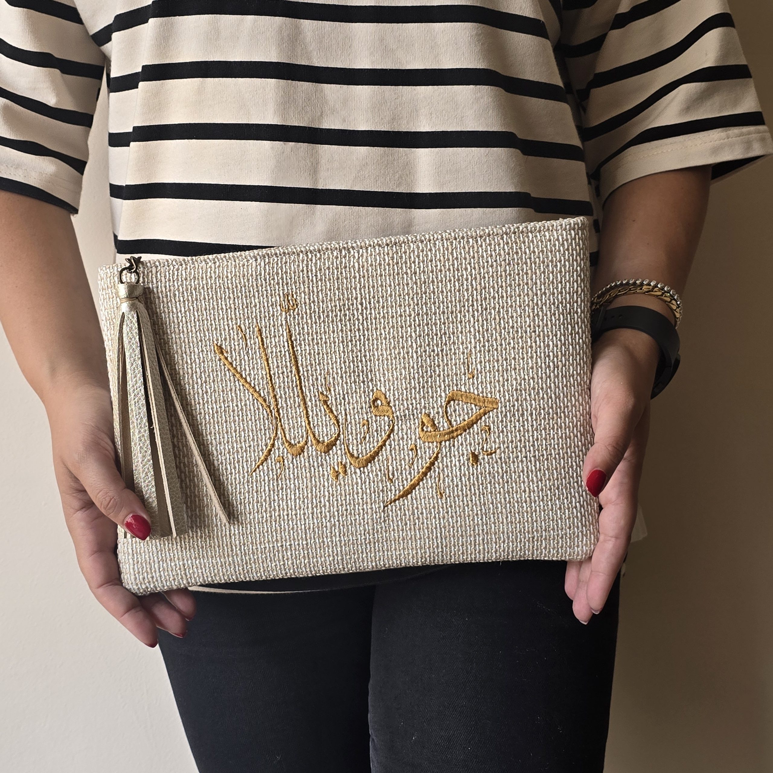 A. Customized Clutch: Arabic Calligraphy- Golden - Image 2