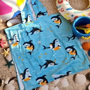 Poncho Towel: Playing Sharks