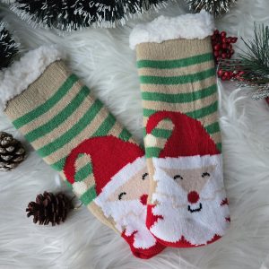Holiday Kids Slippers: Green Santa