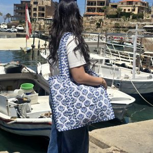 Quilted Tote Bag: Blue Harbor