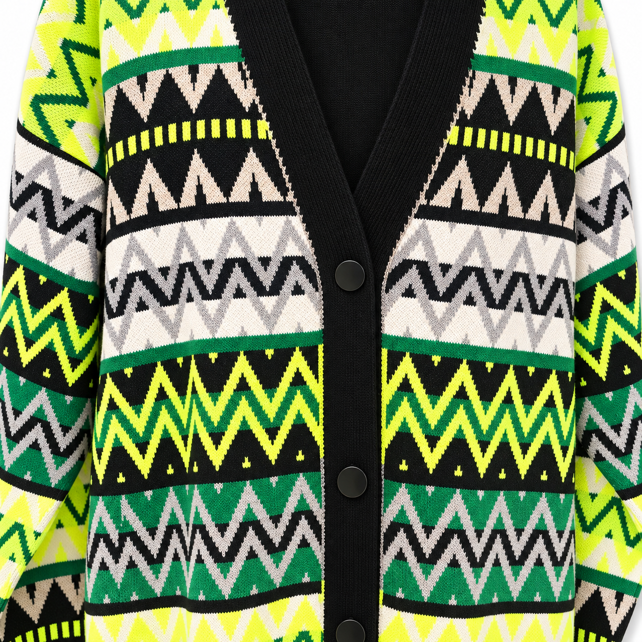 Neon Aztec Zigzag Cardigan: Yellow - Image 2