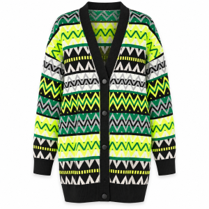 Neon Aztec Zigzag Cardigan: Yellow