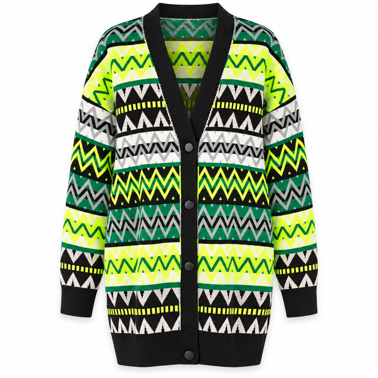 Neon Aztec Zigzag Cardigan: Yellow