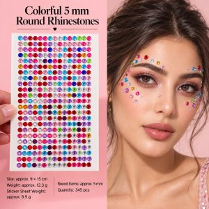 Beadazzle Sheet: Round colorful 5mm